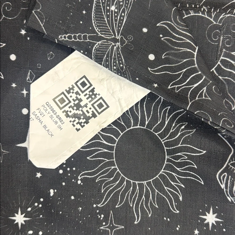 Forever 21 Galaxy Shower Curtain 70 x 70 Inches Stars Sun Moon Black & White NEW